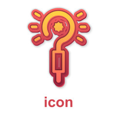 Gold Magic wand icon isolated on white background. Star shape magic accessory. Magical power. Vector