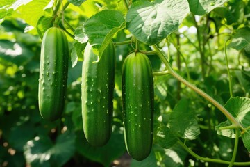 Organic cucumbers cultivation.