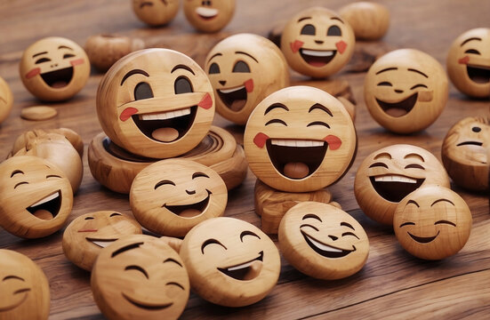 Laughing Wooden Emojis