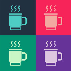 Pop art Cup of tea icon isolated on color background. Vector