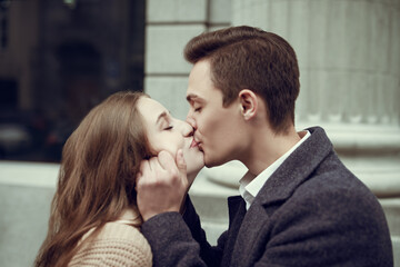 kissing beautiful couple