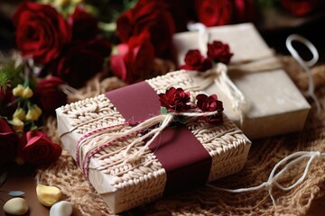 Fototapeta na wymiar handmade gift tags and festive twine