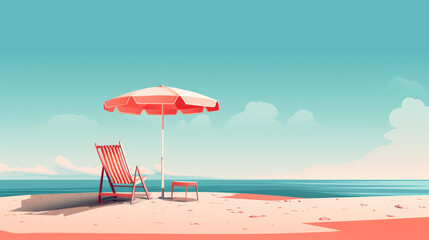 Drawing retro tropical beach summer background. Graphic illustration design. Generative ai. - obrazy, fototapety, plakaty