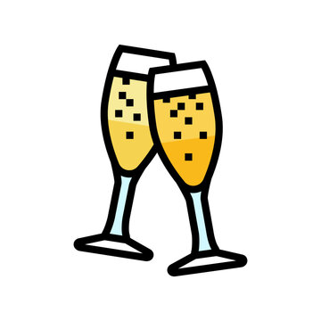 champagne glasses love color icon vector. champagne glasses love sign. isolated symbol illustration