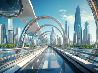 Fototapeta premium empty floor with modern building.