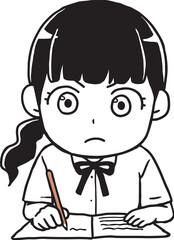 Obraz premium 勉強を頑張る夏の女子学生単色