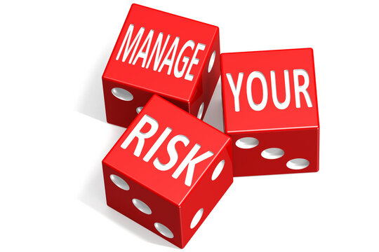 Manage your risk word on red dices