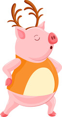 Cute cartoon character. Character design with Christmas concept, illustration.