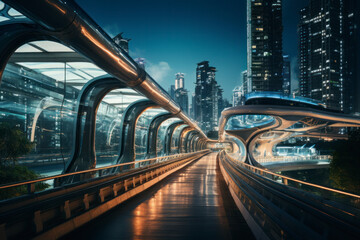 Fototapeta premium empty floor with modern bridge