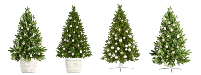 set of trees isolated on white	
