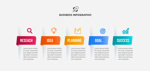 Business Minimal infographic design template. Modern flat vector with icons and 5 options,Vector illustration.