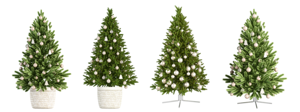 set of trees isolated on white	
