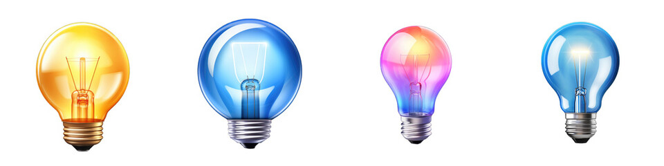 Fototapeta premium Idea bulb clipart collection, vector, icons isolated on transparent background