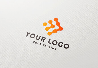 Print Colored Logo Mockup Template Texture Paper Branding Brand Identity Effect