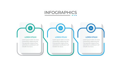 Naklejka premium Process business infographic thin line with square template design with icons and 3 options or steps