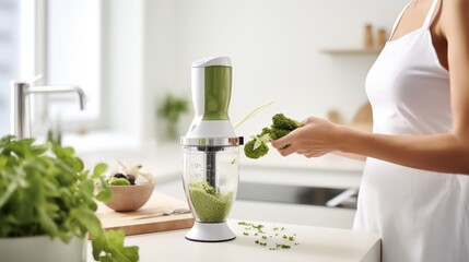 person using hand blender