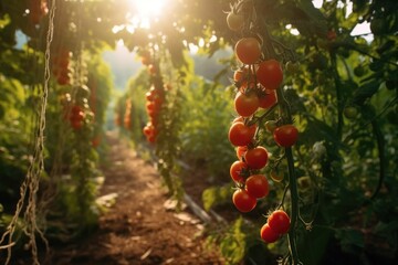 Tomato field inside a farm - Rural landscape