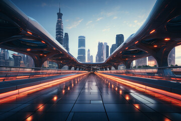 Fototapeta premium empty floor with modern bridge