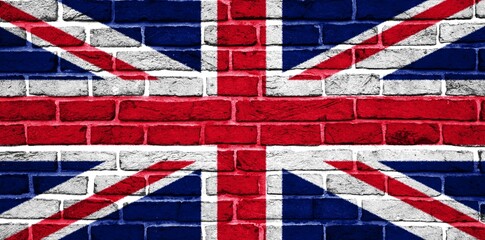 Fototapeta premium illustration of the united kingdom flag painted on the wall