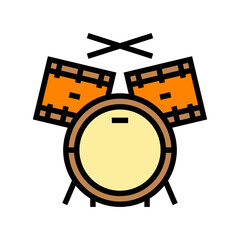 drum retro music color icon vector. drum retro music sign. isolated symbol illustration