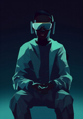 digital man gadget futuristic technology game goggles cyber headset vr glasses. Generative AI.