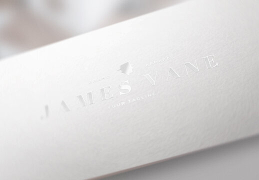 Silver Foil Logo Mockup Template Texture Paper Branding Brand Identity Effect
