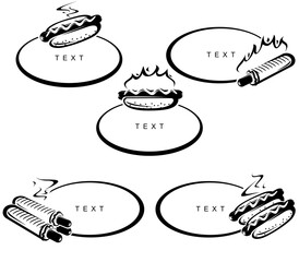 Hot dog set. Collection hot-dog frame. Vector