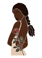 Abstract beautiful black woman portrait illustration. Vector illustration.