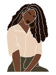 Abstract beautiful black woman portrait illustration. Vector illustration.