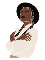 Abstract beautiful black woman portrait illustration. Vector illustration.