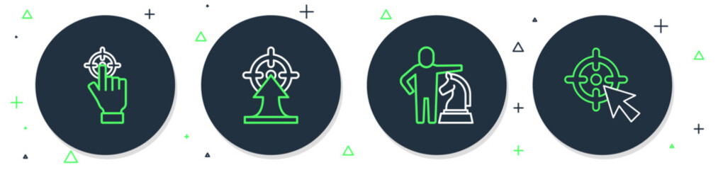 Set line Target, Chess, and icon. Vector