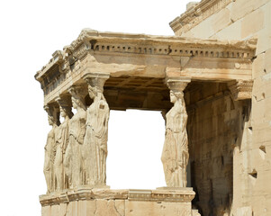 kariatids caryatids parthenon in Athens greece ancient monuments - obrazy, fototapety, plakaty