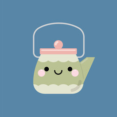 Cute happy smiling teapot cartoon character icon. Vector illustration in kawaii cartoon style.