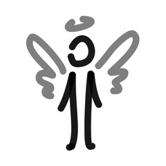 angel simple block figure line art doodle
