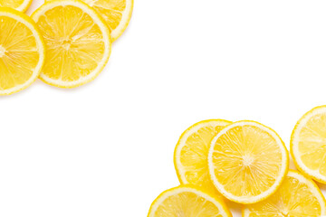 Fresh lemon slices on white
