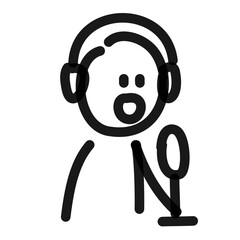 block figure podcasting simple line art doodle