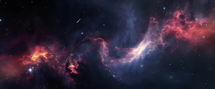 Universe Space Flight Through Stars with Galaxies and Nebulas. Seamless looping anamorphic animation background.