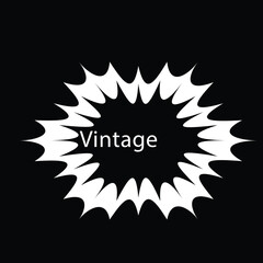 Vintage flower logo design icon isolated on black