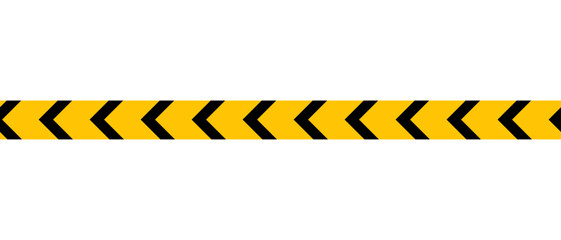 Warning tape. Horizontal seamless borders. Black and yellow line striped. Vector illustration