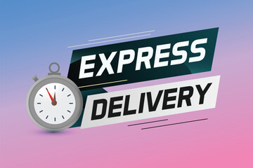 Express delivery word concept vector illustration with stopwatch style for use landing page, template, ui, web, mobile app, poster, banner, flyer, background, gift card, coupon, label	