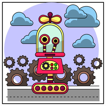 children's educational game. picture. illustration. children's illustration. fire truck. rockets. robot
