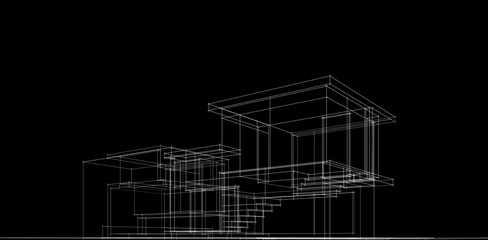 house building sketch architecture 3d illustration