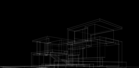 house building sketch architecture 3d illustration