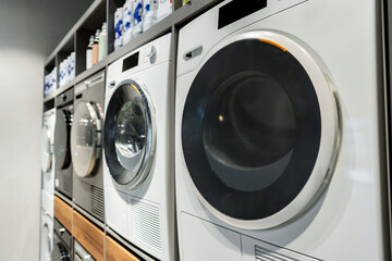 Washing machines and drying machines home appliance retail store showroom