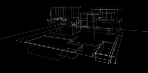 house building sketch architecture 3d illustration