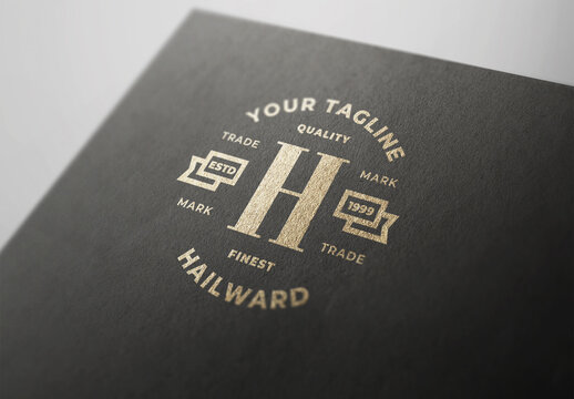 Gold Foil Logo Mockup Template Texture Paper Branding Brand Identity Effect