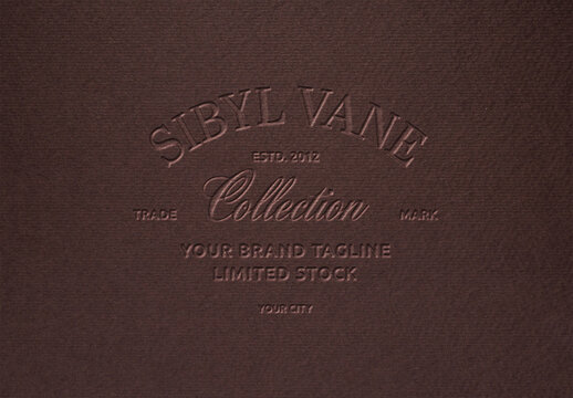 Pressed Deboss Logo Mockup Template Texture Paper Branding Brand Identity Effect