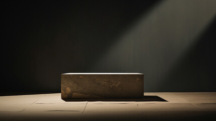 stone podium for product minimal style light shadow contrast made with generative AI