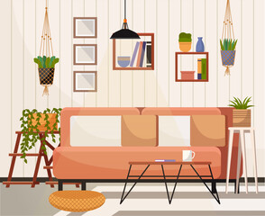 Home office. Interior vector illustration. Work from home. Rooms layout optimizes space for an efficient workflow Home office provides a quiet and conducive environment for work Furniture in workspace