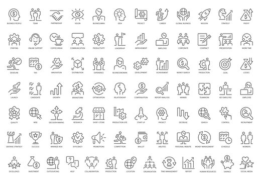 Business People 85 Black and White Icons Set